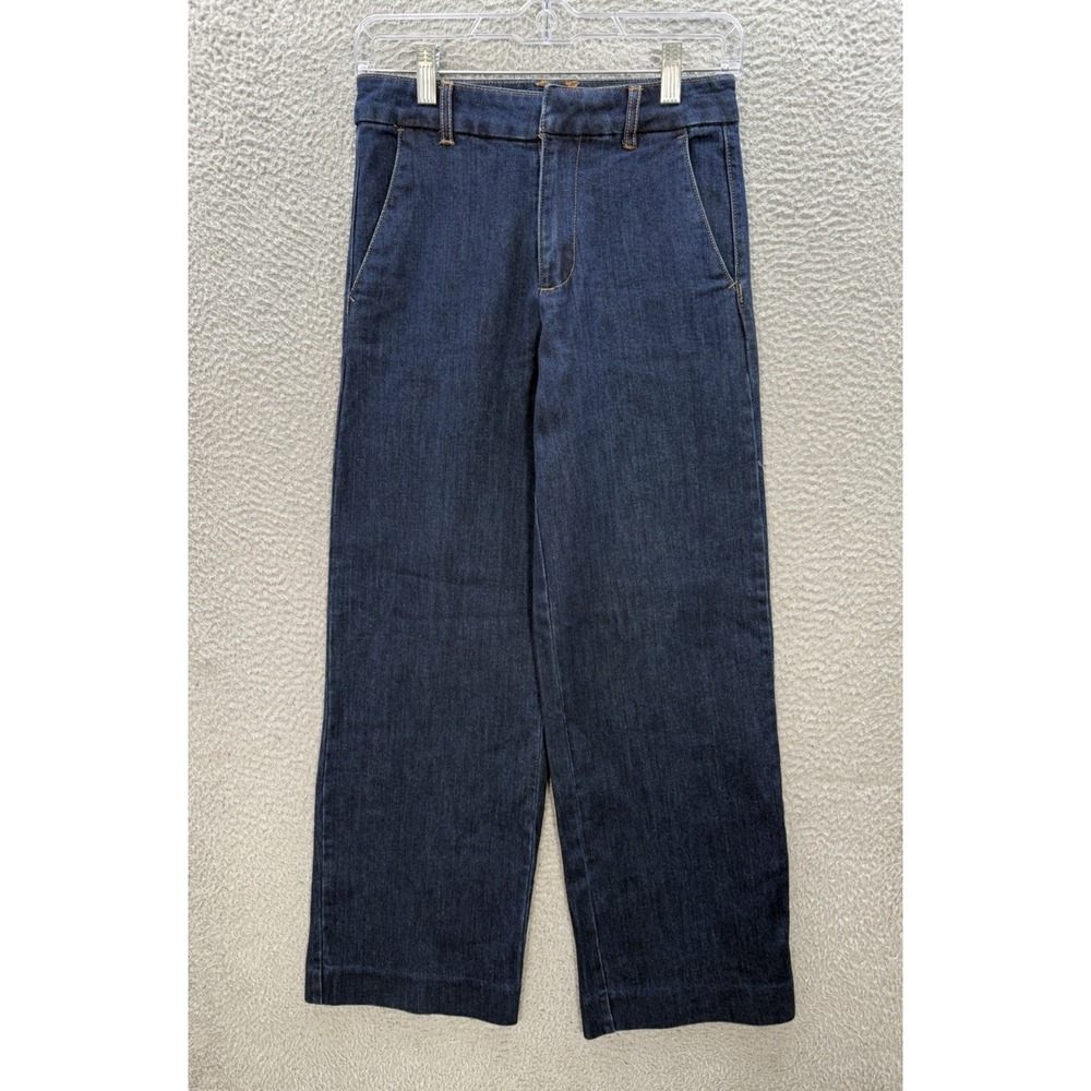 Oat New York Jeans Womens 0/25 Blue High Rise Wide Leg Stretch Preppy Casual